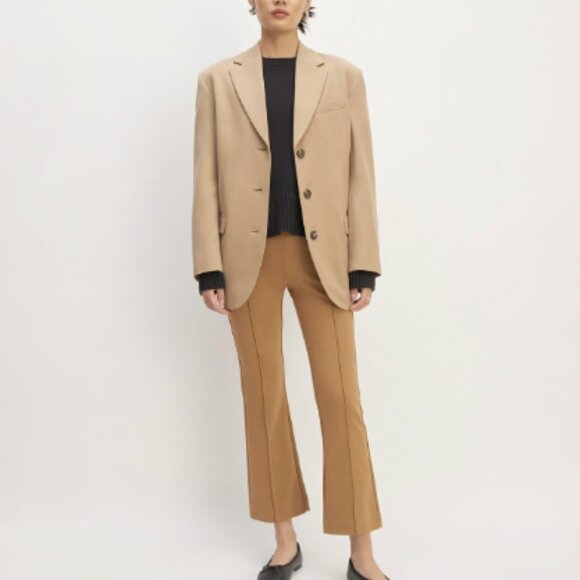EVERLANE DREAM PANT KICK FLARE SEAM PINTUCK TOASTED COCONUT CAMEL PANTS $98 M - Picture 13 of 13